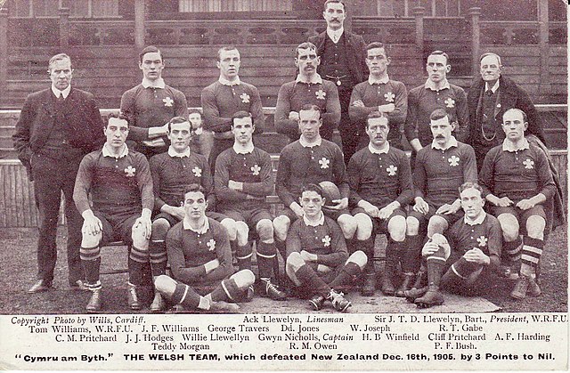 The Welsh 1905 team that beat the touring Original All Blacks