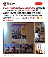 Captured tweet of the Wiki Loves Africa photo exhibition