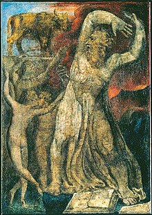 Moses Indignant at the Golden Calf, painting by William Blake, 1799-1800 William Blake - Moses Indignant at the Golden Calf.jpg