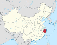 Ligging van Zhejiang in die Volksrepubliek China