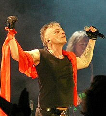 Alisa's vocalist Konstantin Kinchev is famous for expressive stage performances. Konstantin Kinchev (Kazan', 2 maia 2010 goda).JPG