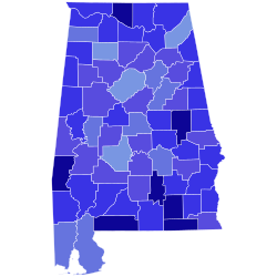 1954 Alabama gubernatorial election results map by county.svg