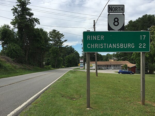 View north along SR 8 past SR 695 just north of Floyd