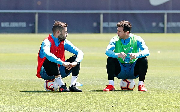 Alba with Lionel Messi in 2019