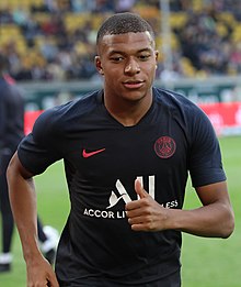 Kylian Mbappe holds the record for most individual Player of the Month awards, with eleven. 2019-07-17 SG Dynamo Dresden vs. Paris Saint-Germain by Sandro Halank-129 (cropped2).jpg