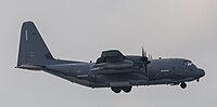 A US Air Force MC-130J Commando II, tail number 10-5714, on final approach at Kadena Air Base in Okinawa, Japan. It is assigned to the 1st Special Operations Squadron at Kadena AB.