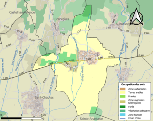 Barevná mapa znázorňující využití půdy.