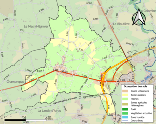 Barevná mapa znázorňující využití půdy.