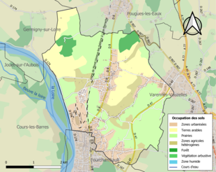 Carte des infrastructures et de l'occupation des sols de la commune en 2018 (CLC).