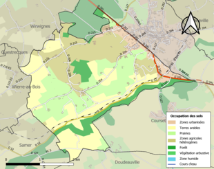 Kolorowa mapa przedstawiająca użytkowanie gruntów.