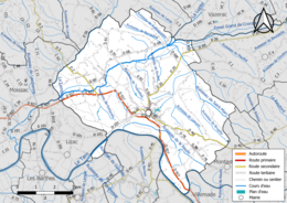 Réseaux hydrographique et routier de Lafrançaise.