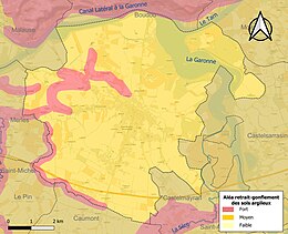 Carte des zones d'aléa retrait-gonflement des sols argileux de Saint-Nicolas-de-la-Grave.