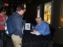 Sito signing copies of his book, Moving Innovation: A History of Computer Animation 9.16.13TomSitoByLuigiNovi20.jpg