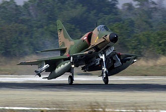 An A-4SU (974) belonging to 142 Sqn taking off from RTAFB Korat during Exercise COPE TIGER '02. A-4SU Korat 2002.jpg