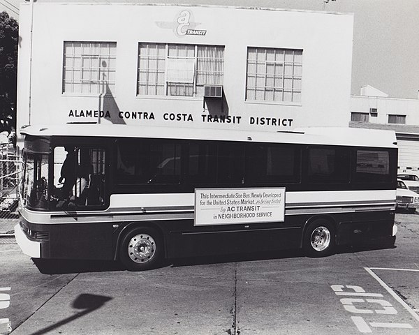 "Intermediate Size Bus" assembled by Gillig under a license from Neoplan, during testing with AC Transit