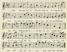 1827 publication of the melody, set to satirical lyrics by William Hone A Political Christmas Carol (Hone).png