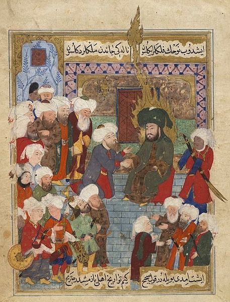 Ali publicly referred to the Ghadir Khumm during his caliphate, here he is shown receiving the pledge of allegiance in a manuscript by the Ottoman Suf