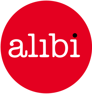 Alibi logo with reversed colours used from 2008 to 2015
