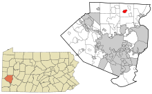 Allegheny County Pennsylvania inkorporerede og ikke-inkorporerede områder Bairdford highlighted.svg