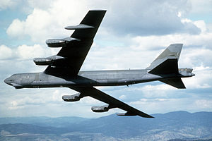 An air-to-air left underside view of the 92nd Bombardment Wing's new camouflaged B-52G Stratofortress aircraft DF-ST-85-12450.jpg