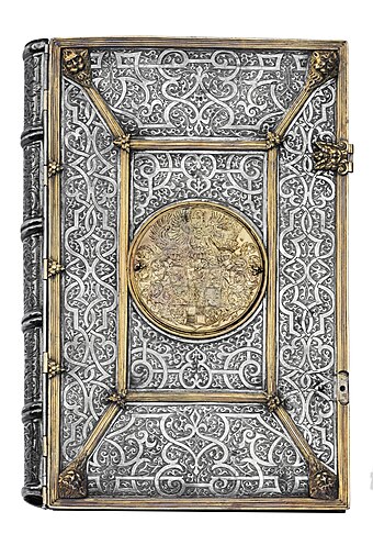 One of the goldsmith covers from the so-called silver library of Duke Albrecht Hohenzollern in Königsberg, now in Nicolaus Copernicus University Library, ca. 1555