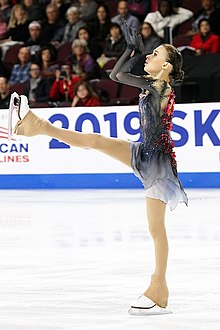 Shcherbakova competing in her short program at the 2019 Skate America Anna Shcherbakova, skate america 2019 sp.jpeg