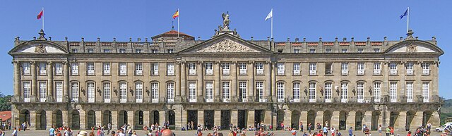 Fachada del Pazo de Raxoi, sede del Ayuntamiento de Santiago de Compostela