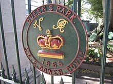 Queen's Park gate logo from 1865, as seen in 2012 BCBG Gate Logo.JPG