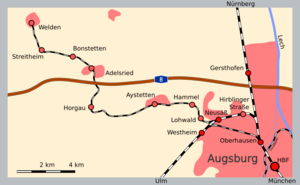 Section of the Neusäß – Welden railway line