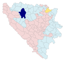 Location of Banja Luka within Republika Srpska and Bosnia and Herzegovina.