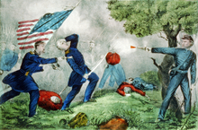 Death of Col. Edward D. Baker at the Battle of Ball's Bluff, by Currier and Ives Battle of Ball's Bluff.png