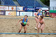 Deutsch: Beachhandball Europameisterschaften 2019 (Beach handball Euro); Tag 5: 6. Juli 2019 – Frauen, Platzierungsspiel für die Ränge 17–20, Nordmazedonien-Slowenien 0:2 (10:13, 9:15) English: Beach handball Euro; Day 5: 6 July 2019 – Placement Match/Cross Match for rank 17–20 Women – North Macedonia-Slovenia 0:2 (10:13, 9:15)