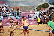 Deutsch: Beachhandball bei den Olympischen Jugendspielen 2018 in Buenos Aires; Tag 7, 13. Oktober 2018; Mädchen, Spiel um Platz Drei – Ungarn-Niederlande 2:0 English: Beach handball at the 2018 Summer Youth Olympics in Buenos Aires at 13 October 2018 – Girls Bronze Medal Match – Hungary-Netherlands 2:0 Español: Handball de playa en los Juegos Olimpicos de la Juventud Buenos Aires 2018 en 13 de octubre de 2018 – Partido por la medalla de bronce femenino - Hungría-Países Bajos 2:0