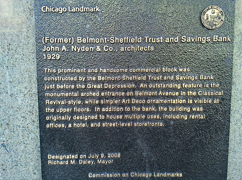 File:Belmont-Sheffield Trust and Savings Bank plaque by Taric Alani.jpg