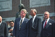 Bill Clinton presented Mandela with the Philadelphia Liberty Medal on 4 July 1993 Bill-Clinton-with-Nelson-Mandela.jpg