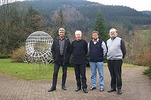 From left: Aart Blokhuis, James William Peter Hirschfeld, Dieter Jungnickel, and Joseph A. Thas, at the MFO, 2001 Blokhuis Hirschfeld Jungnickel Thas.jpg