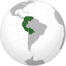 Bolivarian Games records in athletics are set by athletes competing from a range of member nations of the Organizacion Deportiva Bolivariana commonly known as ODEBO. Bolivarian Countries (orthographic projection).svg