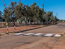 A three dimensional pedestrian crossing in Queensland Boulia State School 3D pedestrian crossing Templeton St Boulia Queensland P1030788dp.jpg