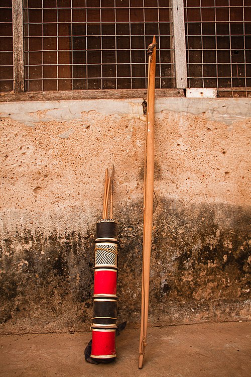 African bow and arrows in a quiver