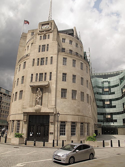 The BBC's Broadcasting House in Langham Place and Portland Place.