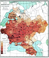 A népesség megoszlása ​​a birodalom európai részén
