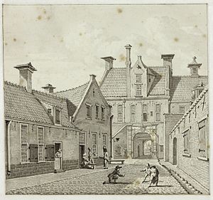 De Gardepoort vanuit de Turfstraat. Tekening van Jan Bulthuis uit 1794.