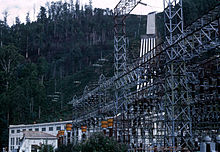 The outdoor switchyard located adjacent to the Tarraleah Power Station. CSIRO ScienceImage 2957 Tarraleah Hydroelectric Power Station.jpg