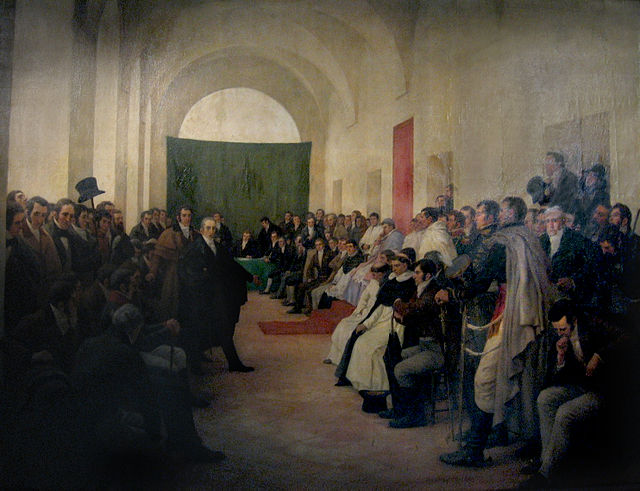 Representação do cabido aberto de 22 de maio de 1810, por Pedro Subercaseaux em 1910.
