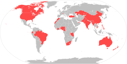 Countries whose capital is not their largest city. Capital not largest city.svg