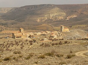 Caracena - the village with the churches of San Pedro (left) and Santa María (right)