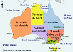 Mapa Australii z Wielką Zatoką Australijską na południu.