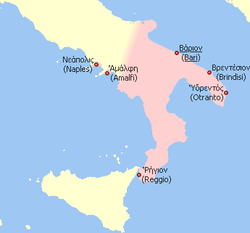 İtalya Katepanlığı harita üzerinde