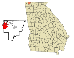 Местоположение в округе Катуса и штат Джорджия 