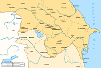 The Caucasus after the Treaty of Gulistan, in which Persia ceded most of its northern khanates to Russia after the first Russo-Persian war Caucasus after Treaty of Gulistan, 1813.png